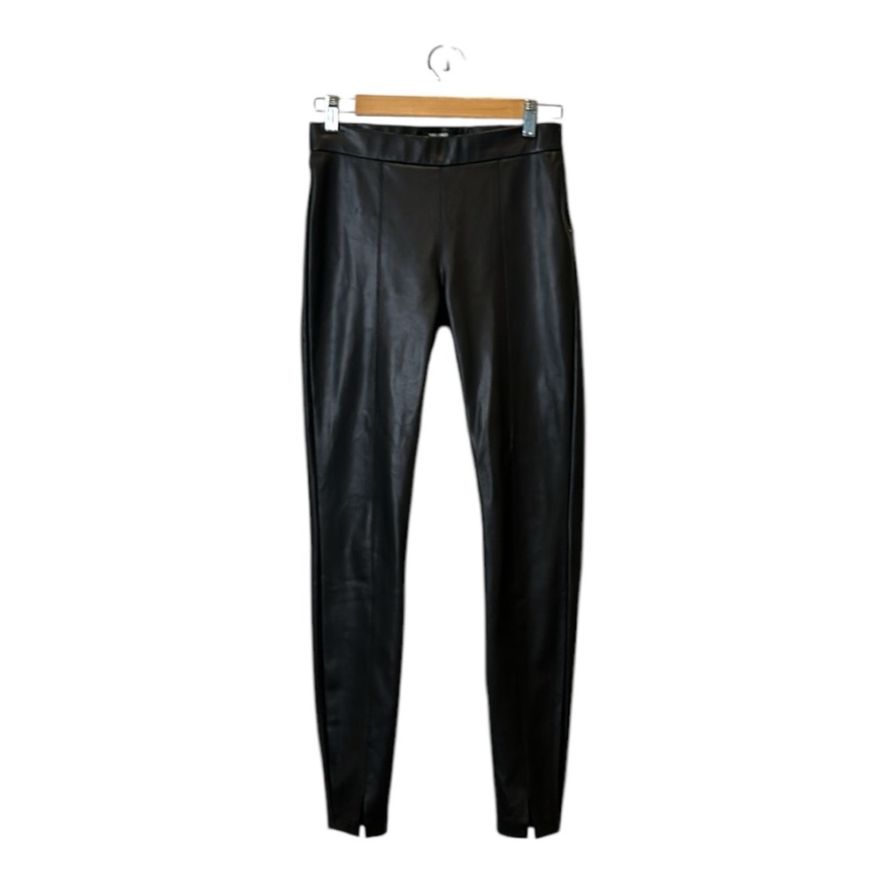 Zara Trafaluc Vegan Leather Legging Collection Side Zip Black Pants Mid-rise